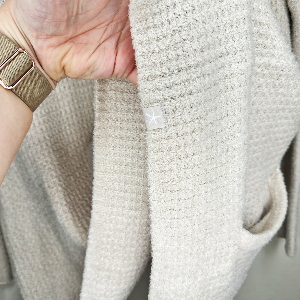 Barefoot Dreams Cozy Chic Lite Coastal Soft Knit Bisque Cardigan Sweater Medium - Picture 9 of 14